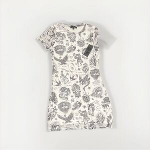 Ed Hardy Women's Tattoo Print Mini Dress - Black and White